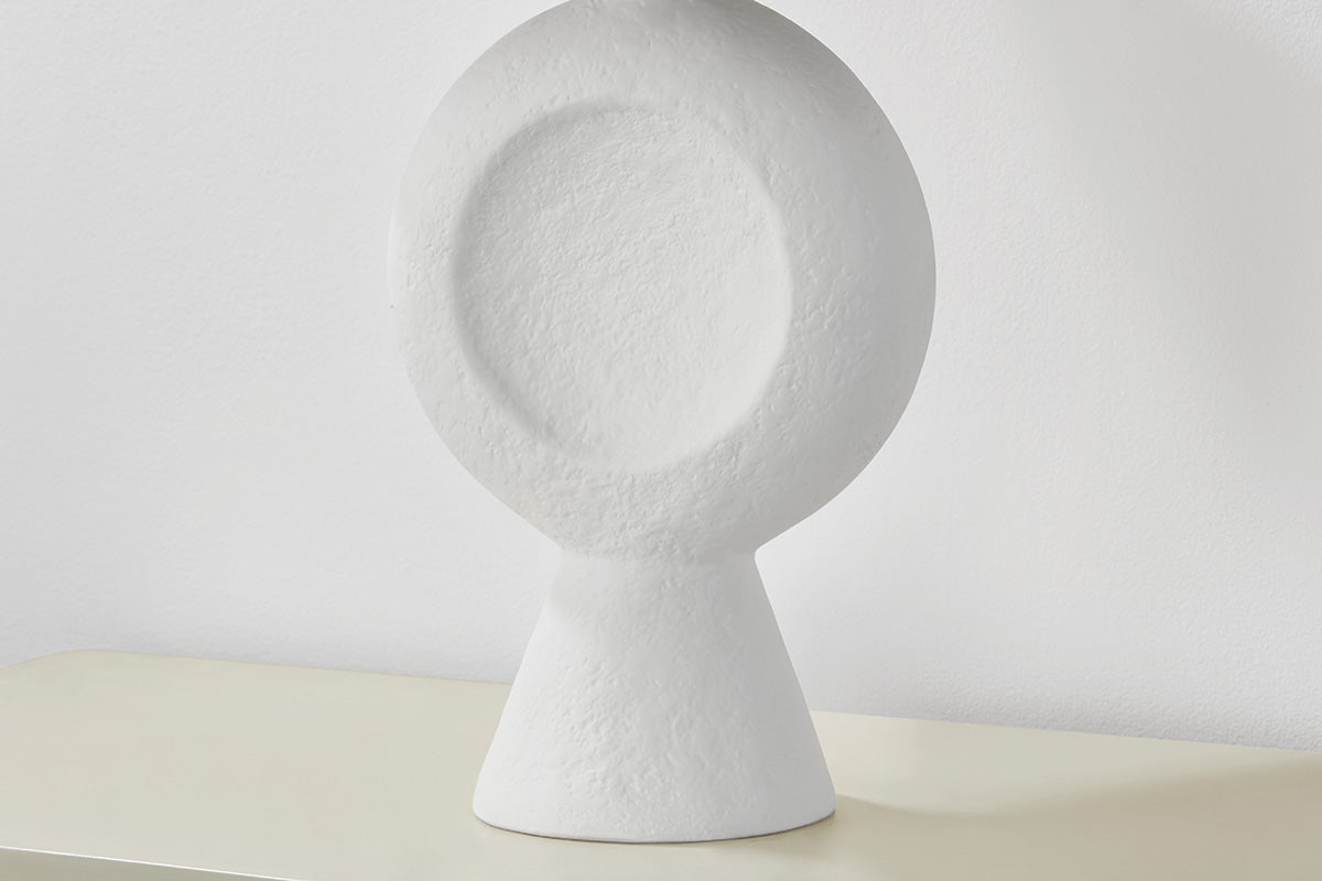 Centella Table Lamp By Mitzi With Hand-Woven Jute Shade & Contemporary Cement Base - Dimmable Design
