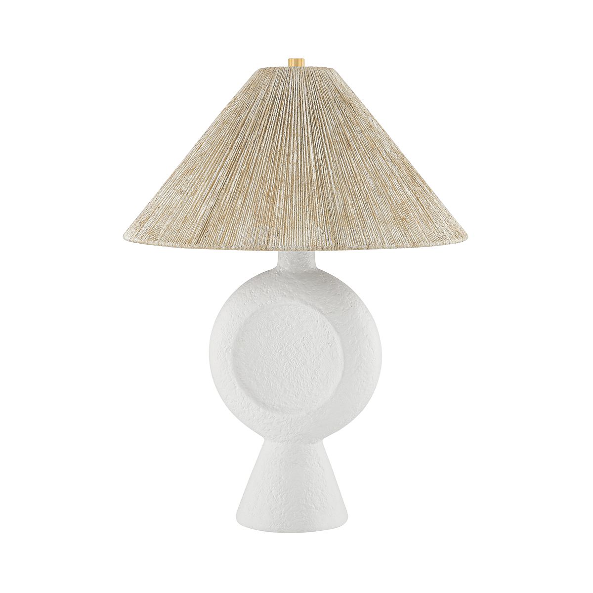 Centella Table Lamp By Mitzi With Hand-Woven Jute Shade & Contemporary Cement Base - Dimmable Design