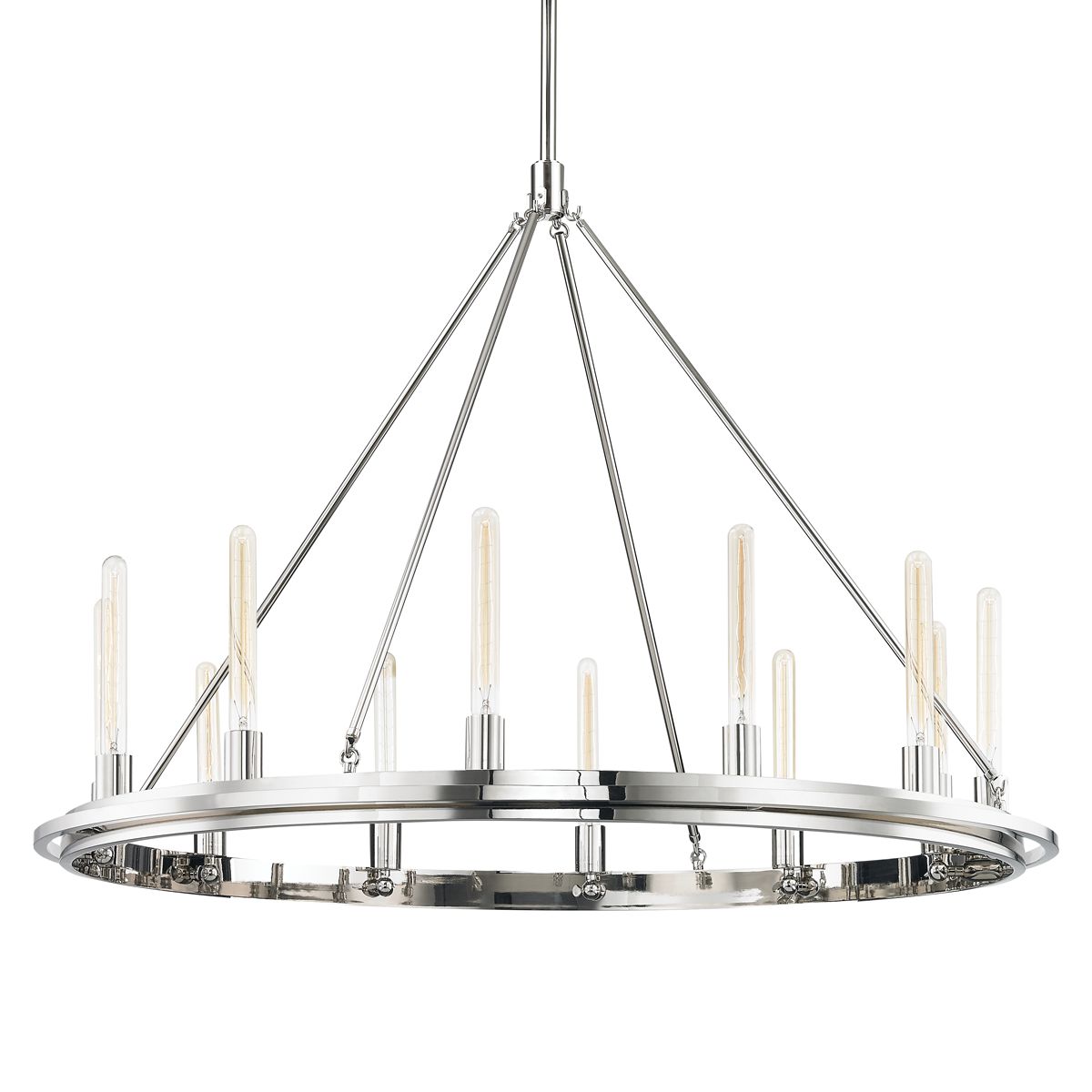 Hudson Valley Lighting Chambers 12-Light Adjustable Chandelier in Aged Brass, Old Bronze, and Polished Nickel