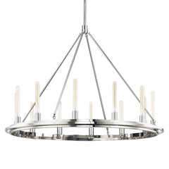 Hudson Valley Lighting Chambers 12-Light Adjustable Chandelier in Aged Brass, Old Bronze, and Polished Nickel
