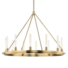 Hudson Valley Lighting Chambers 12-Light Adjustable Chandelier in Aged Brass, Old Bronze, and Polished Nickel