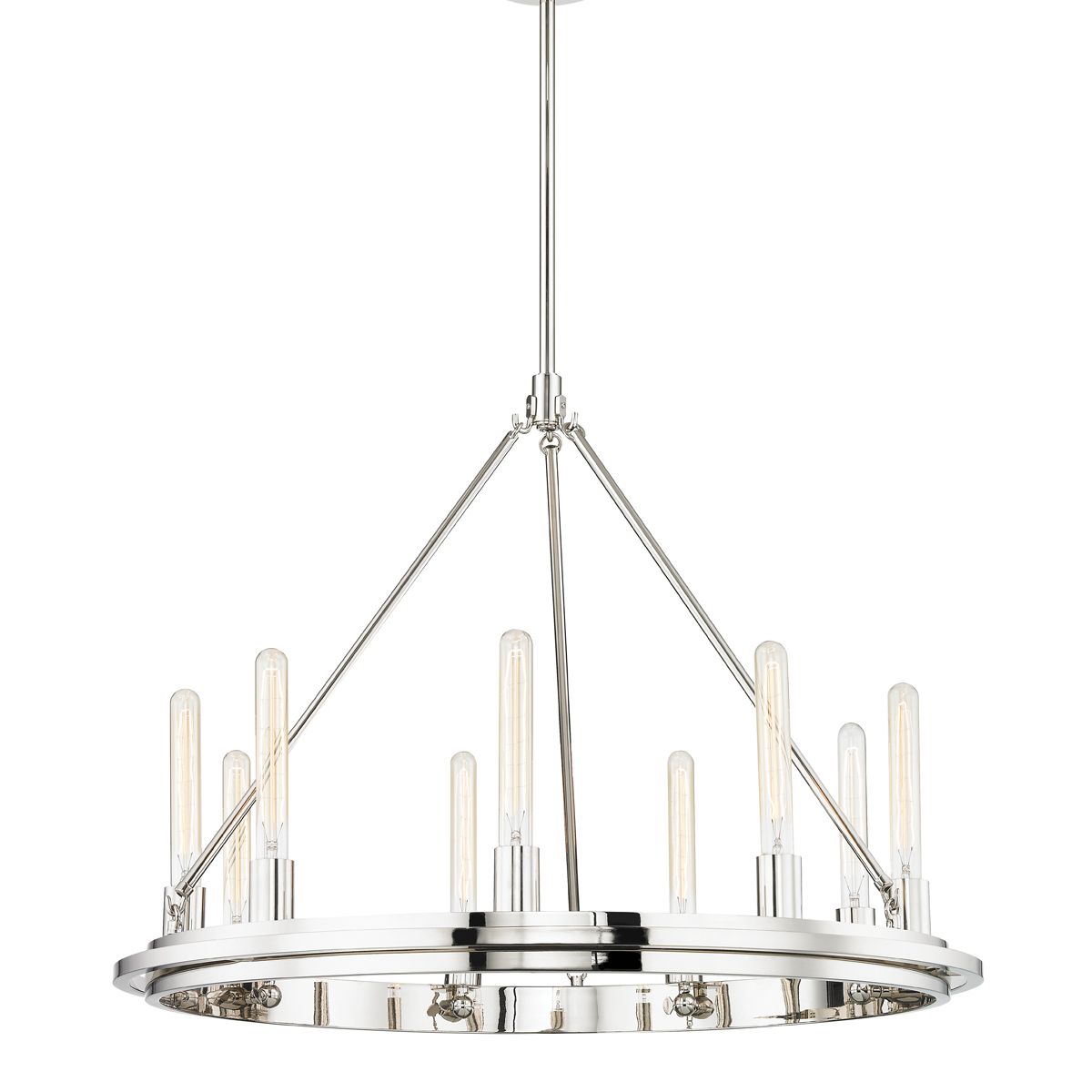 Chambers 9-Light Chandelier by Hudson Valley Lighting in Polished Nickel, Dimmable with Adjustable Height