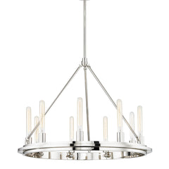 Chambers 9-Light Chandelier by Hudson Valley Lighting in Polished Nickel, Dimmable with Adjustable Height