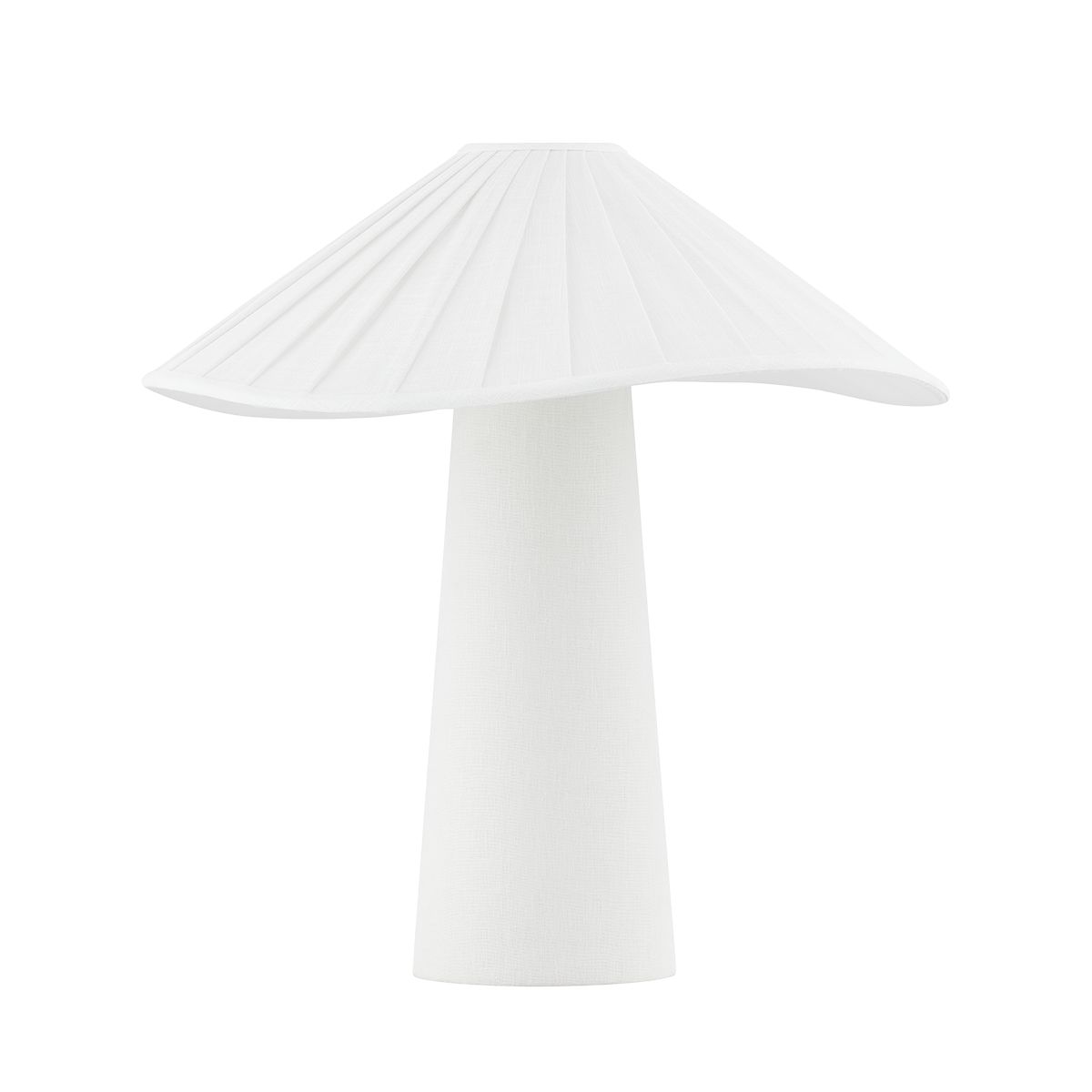 Chanterelle Table Lamp 19.25 Inches Tall with Pleated Linen Shade and Patina Brass Finish