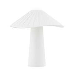 Chanterelle Table Lamp 19.25 Inches Tall with Pleated Linen Shade and Patina Brass Finish