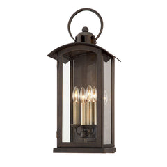 Chaplin Large Outdoor Wall Sconce 26" Height Vintage Bronze Clear Glass 4-Light Dimmable by Troy Lighting