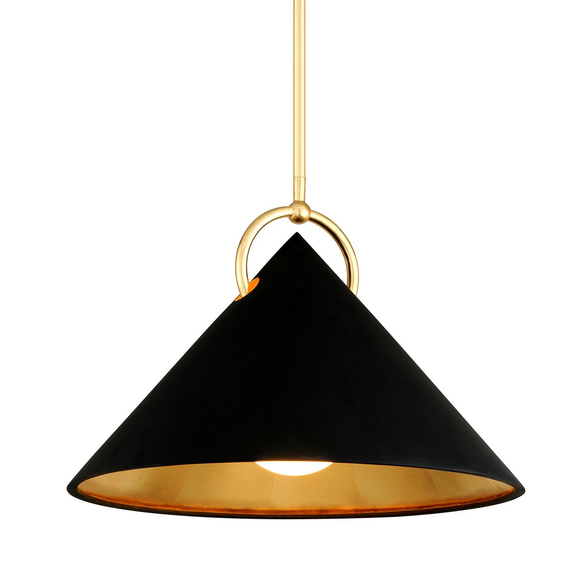 Charm Pendant Light by Corbett Lighting – Dimmable, Adjustable Height, Steel Shade in Gold Leaf/Black or White