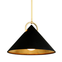 Charm Pendant Light by Corbett Lighting – Dimmable, Adjustable Height, Steel Shade in Gold Leaf/Black or White