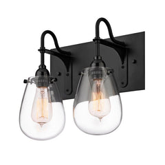 Chelsea 2-Light Bath Bar by SONNEMAN in Satin Black with Stylish Glass Shades and Dimmer Option