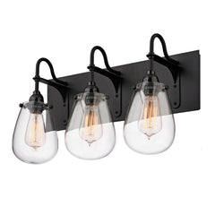 Chelsea 3-Light Bath Bar by SONNEMAN - Dimmable, Satin Black Finish, Clear Glass Shades, C-UL-US Damp Rated
