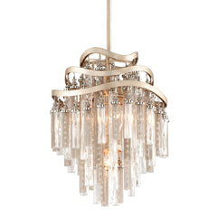 Chimera Pendant Light by Corbett Lighting, 21"-97" Adjustable Height, Silver Leaf & Crystal Shade, Dimmable, UL Dry Rated