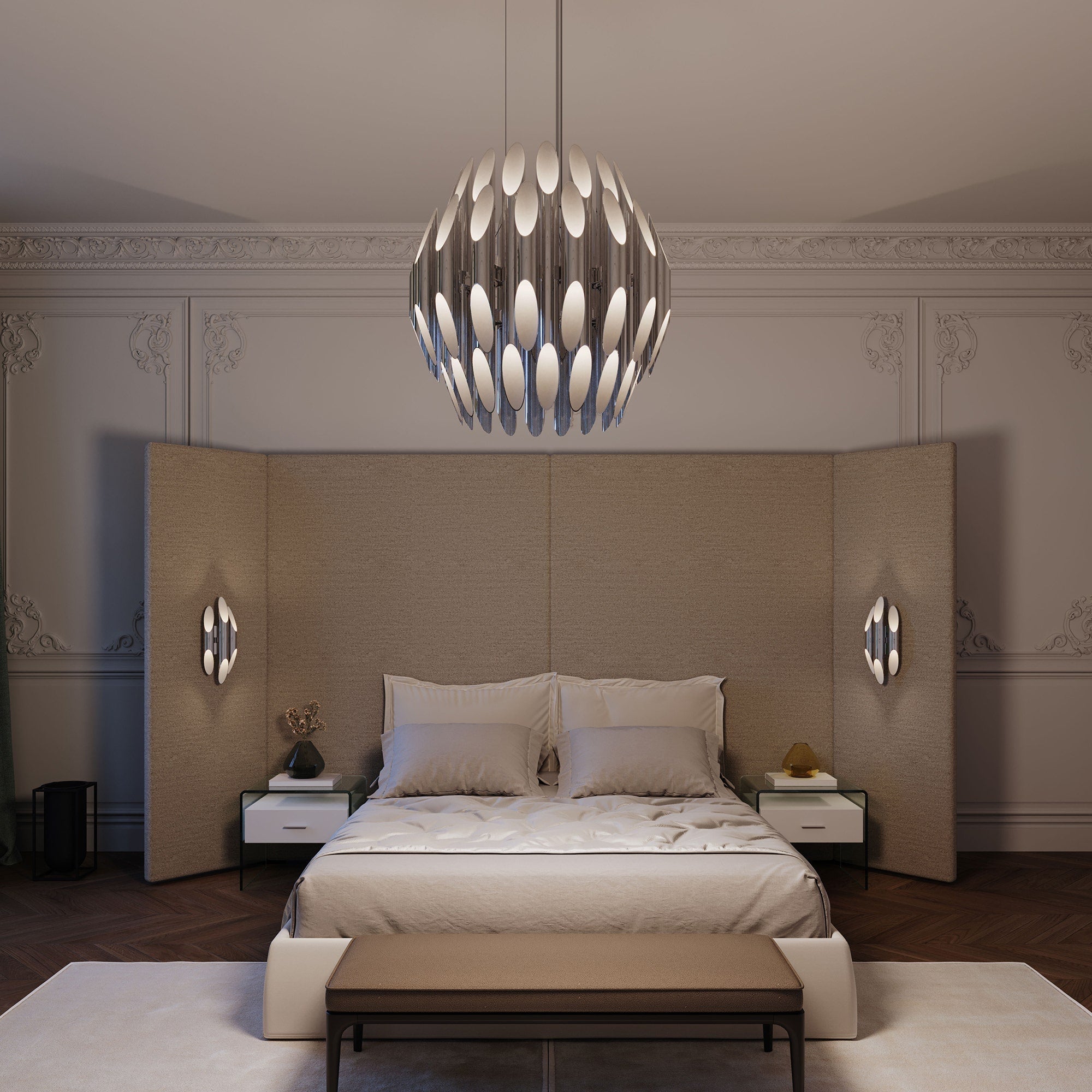 Chimes 2-Tier Chandelier By SONNEMAN, Adjustable Height, LED Illumination, Polished Chrome/Satin Brass