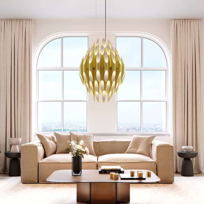 SONNEMAN Chimes 3-Tier Chandelier with 16,500 Lumens and Adjustable Height in Polished Chrome/Satin Brass