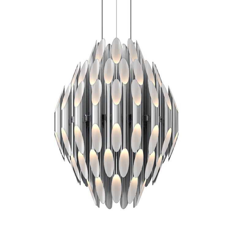 SONNEMAN Chimes 3-Tier Chandelier with 16,500 Lumens and Adjustable Height in Polished Chrome/Satin Brass