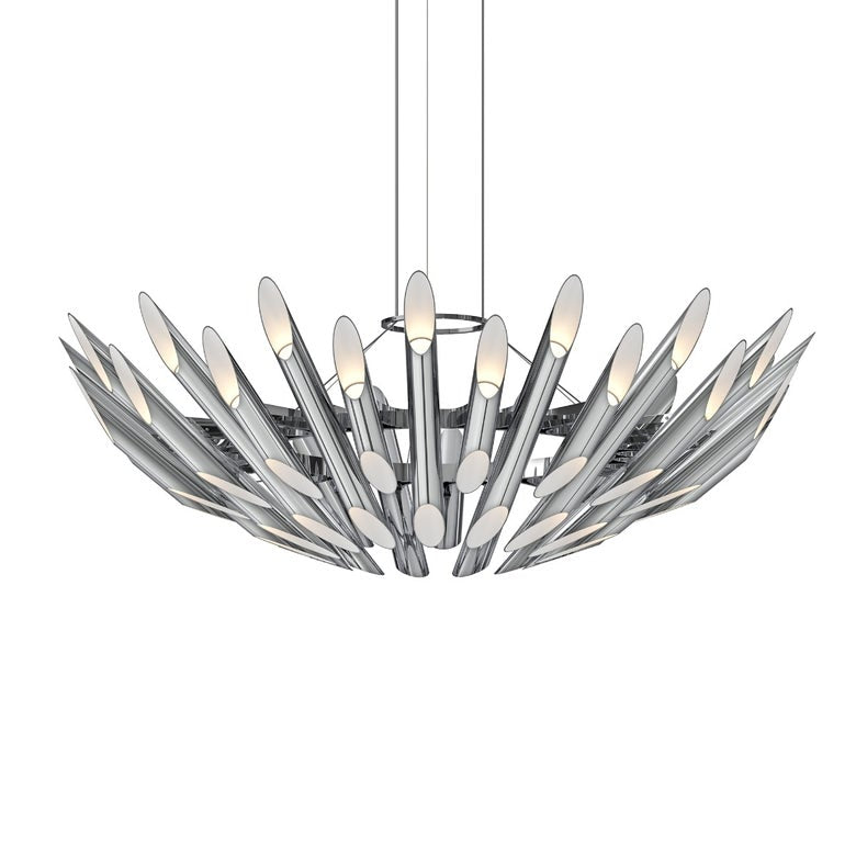SONNEMAN Chimes Round LED Chandelier, Dimmable, Polished Chrome or Satin Brass Finish, C-ETL-US Damp Rated
