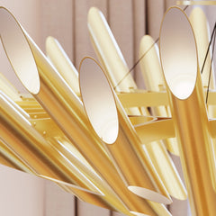 SONNEMAN Chimes Round LED Chandelier, Dimmable, Polished Chrome or Satin Brass Finish, C-ETL-US Damp Rated