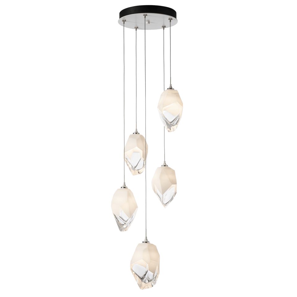 Hubbardton Forge Chrysalis 5-Light Large Crystal Pendant, Customizable Finishes, Dimmable, UL Damp Rated
