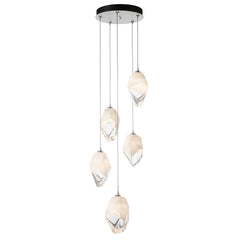 Hubbardton Forge Chrysalis 5-Light Large Crystal Pendant, Customizable Finishes, Dimmable, UL Damp Rated
