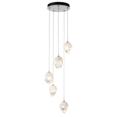 Chrysalis 5-Light Crystal Pendant by Hubbardton Forge - Dimmable, Adjustable Height, UL Damp Rated