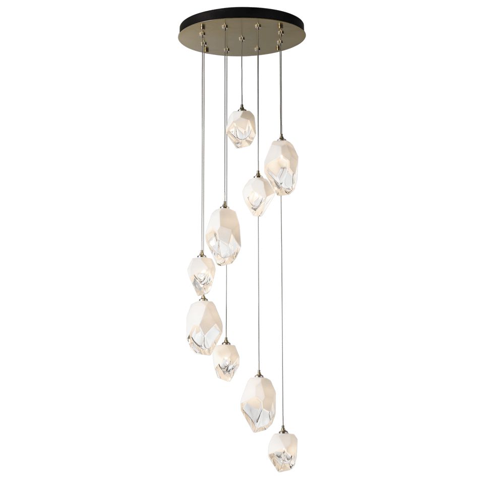 Chrysalis 9-Light Mixed Crystal Pendant by Hubbardton Forge - Dimmable, Versatile Design, UL Damp Rated