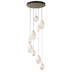 Chrysalis 9-Light Mixed Crystal Pendant by Hubbardton Forge - Dimmable, Versatile Design, UL Damp Rated