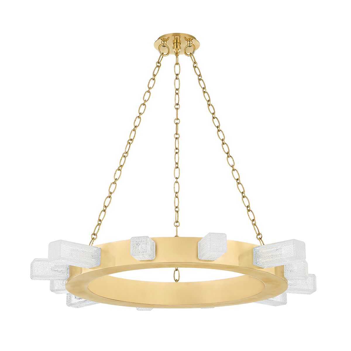 Citrine Chandelier by Corbett Lighting, 12 LED Bulbs, Vintage Brass Finish, Dimmable, ETL Damp Rated