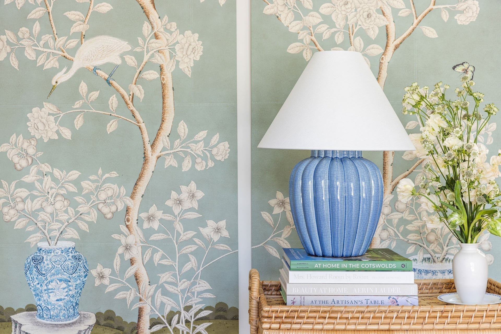 Mitzi Clarendon Table Lamp, 20" Height, Textured Blue Ceramic, Aged Brass Base, Dimmable Functionality