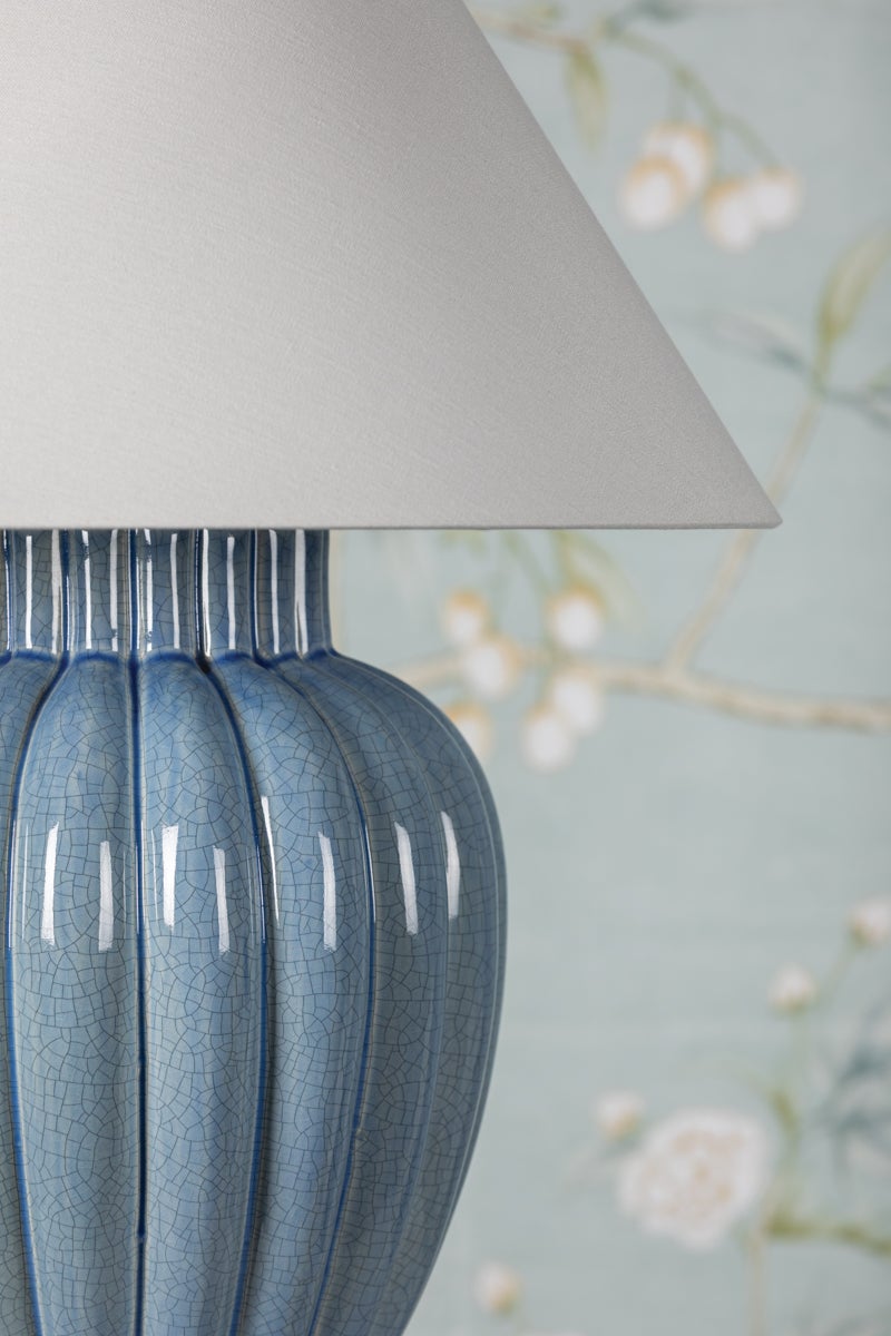 Mitzi Clarendon Table Lamp, 20" Height, Textured Blue Ceramic, Aged Brass Base, Dimmable Functionality