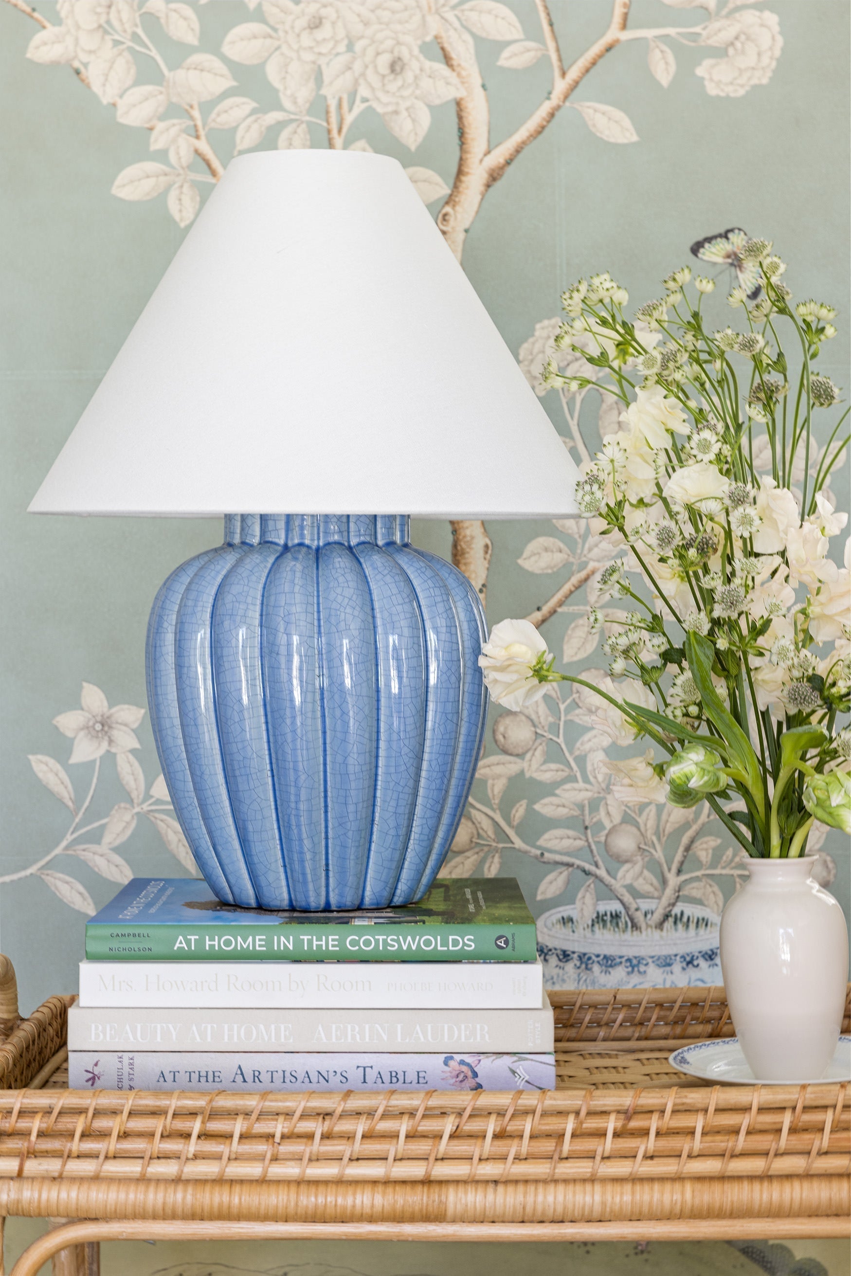 Mitzi Clarendon Table Lamp, 20" Height, Textured Blue Ceramic, Aged Brass Base, Dimmable Functionality