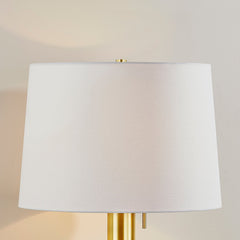 Clarissa Table Lamp 27.25" Tall with Burl Wood Veneer and Aged Brass Finish, Dimmable Design