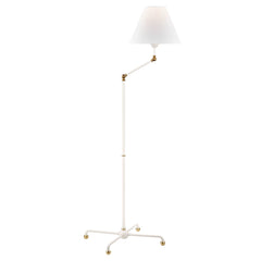 Classic No.1 Floor Lamp by Hudson Valley Lighting, Aged Brass with Dimmable Off-White Silk Shade