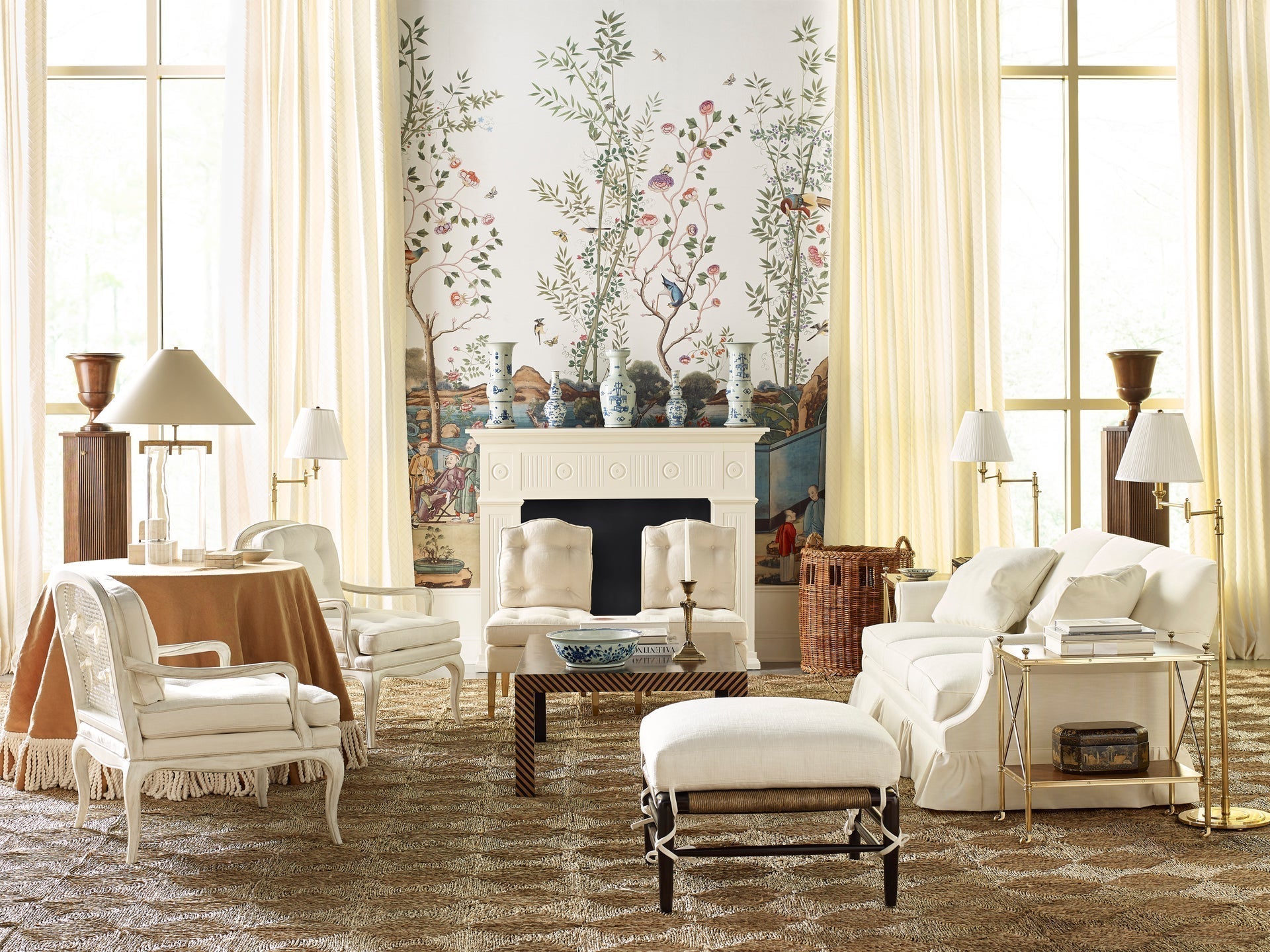 Classic No.1 Floor Lamp by Hudson Valley Lighting, Aged Brass with Dimmable Off-White Silk Shade