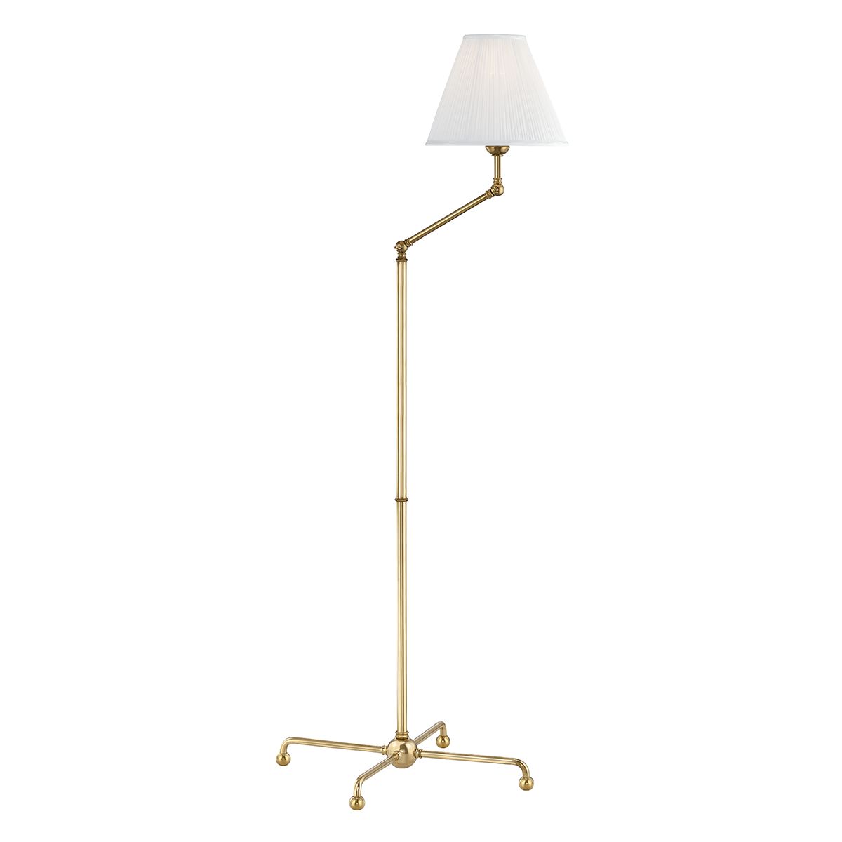 Classic No.1 Floor Lamp by Hudson Valley Lighting, Aged Brass with Dimmable Off-White Silk Shade