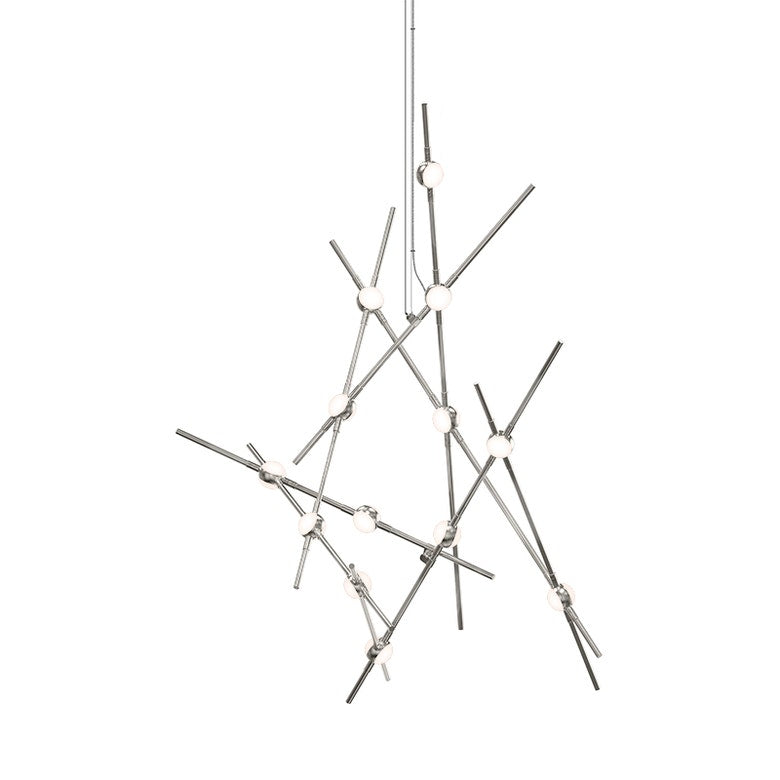 Constellation Aquila Minor Chandelier by SONNEMAN, 3280 Lumens, Dimmable, Satin Brass/Nickel Finish