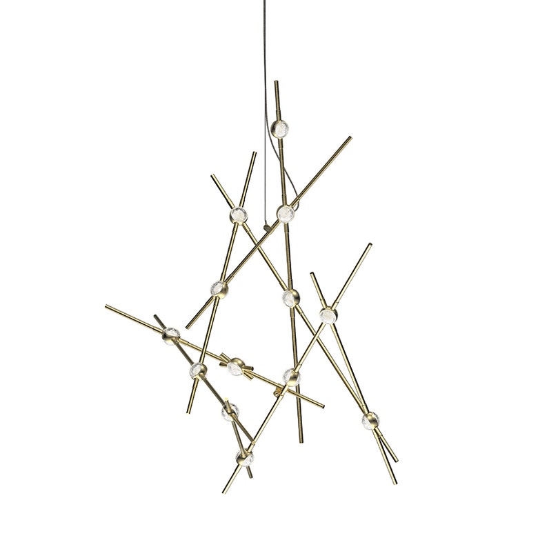 Constellation Aquila Minor Chandelier by SONNEMAN, 3280 Lumens, Dimmable, Satin Brass/Nickel Finish