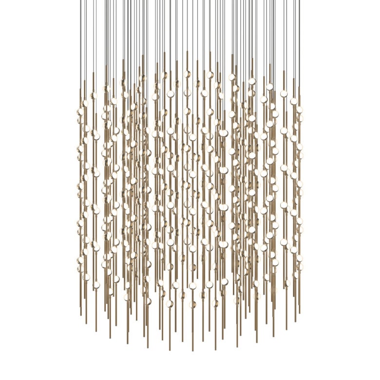 Constellation Centaurus Cylinder LED Chandelier by SONNEMAN - Dimmable, 86,000 Lumens, Satin Brass/Nickel