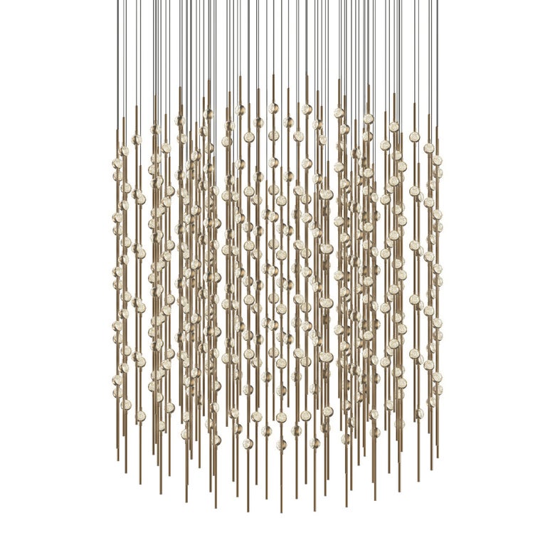 Constellation Centaurus Cylinder LED Chandelier by SONNEMAN - Dimmable, 86,000 Lumens, Satin Brass/Nickel