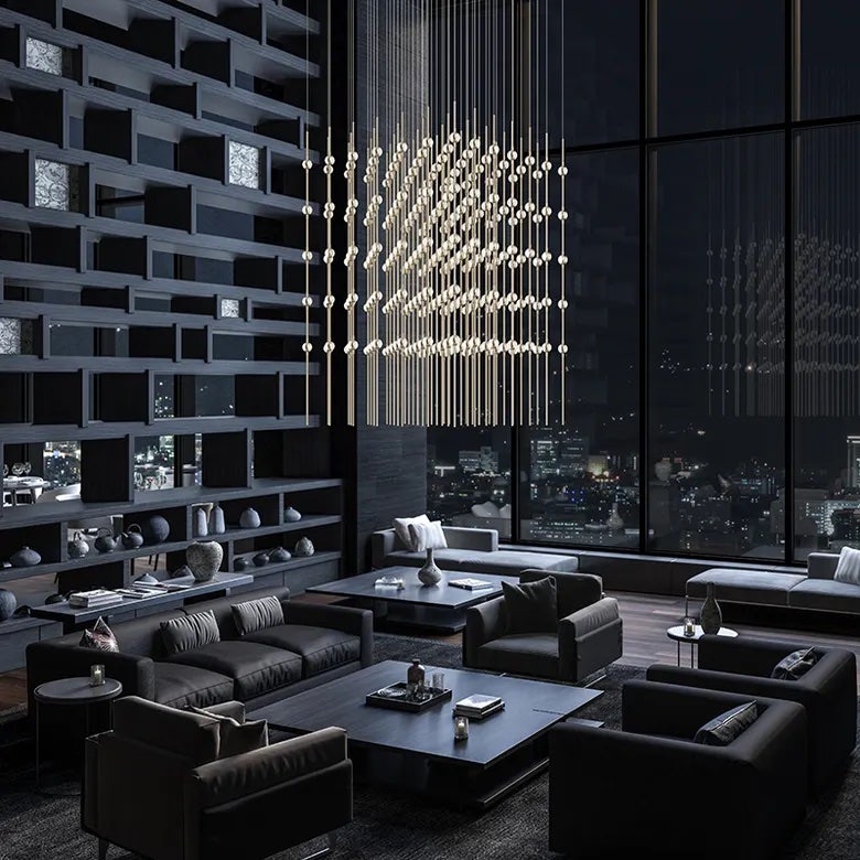 SONNEMAN Constellation Cosmic Cube 20-Inch LED Chandelier, Dimmable, Satin Brass/Nickel Finish