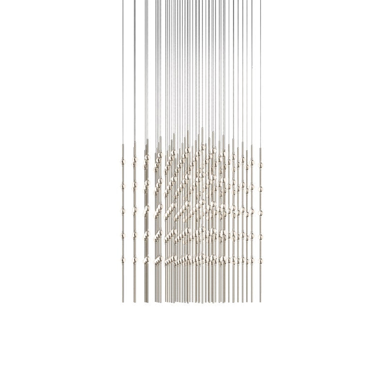 Sonneman Constellation Cosmic Cube 30-Inch LED Chandelier, Dimmable, Satin Brass/Nickel Finishes