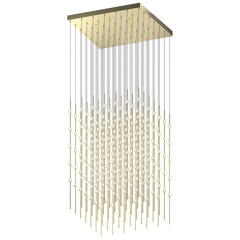 Sonneman Constellation Cosmic Cube 30-Inch LED Chandelier, Dimmable, Satin Brass/Nickel Finishes