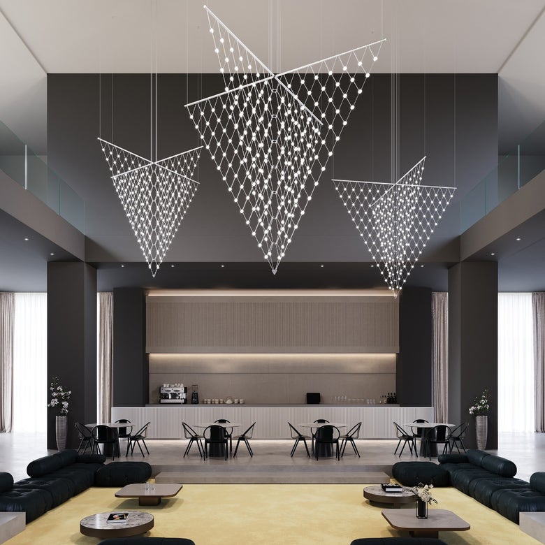 SONNEMAN Constellation Galaxy Matrix 26,250 Lumen LED Chandelier with Dimmable Feature, Satin Aluminum Finish