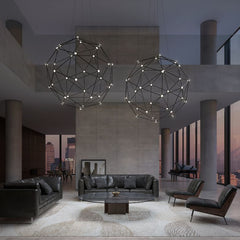 SONNEMAN Constellation Hedron Chandelier 45.75" Height Dimmable LED Light Polished Black Nickel Finish