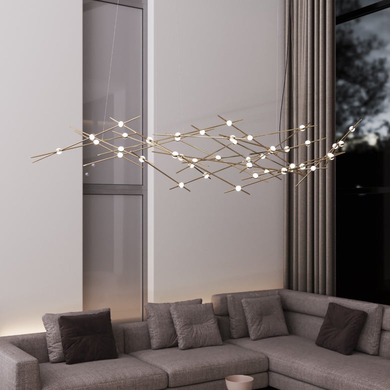 Ursa Major Chandelier by SONNEMAN – 11,000 Lumens, Dimmable LED, Satin Brass/Nickel Finish