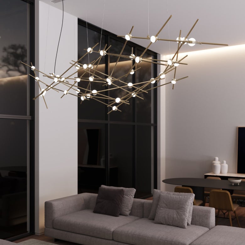 Ursa Major Chandelier by SONNEMAN – 11,000 Lumens, Dimmable LED, Satin Brass/Nickel Finish