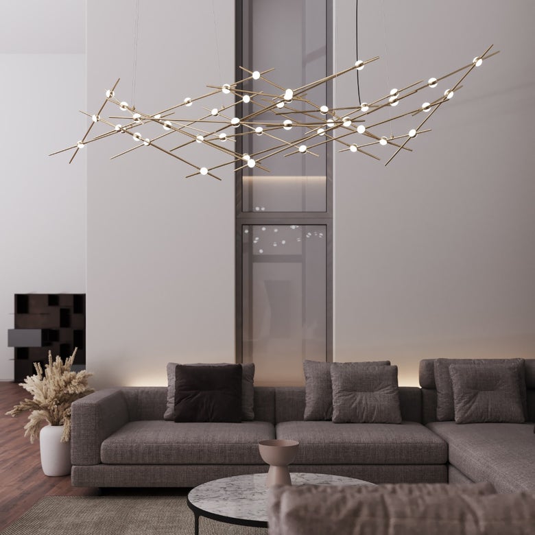 Ursa Major Chandelier by SONNEMAN – 11,000 Lumens, Dimmable LED, Satin Brass/Nickel Finish