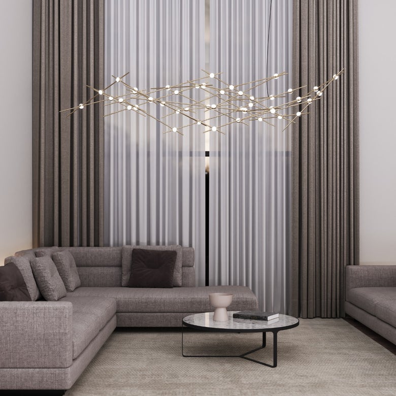 Ursa Major Chandelier by SONNEMAN – 11,000 Lumens, Dimmable LED, Satin Brass/Nickel Finish