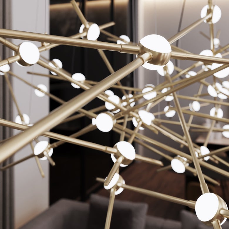 Ursa Major Chandelier by SONNEMAN – 11,000 Lumens, Dimmable LED, Satin Brass/Nickel Finish