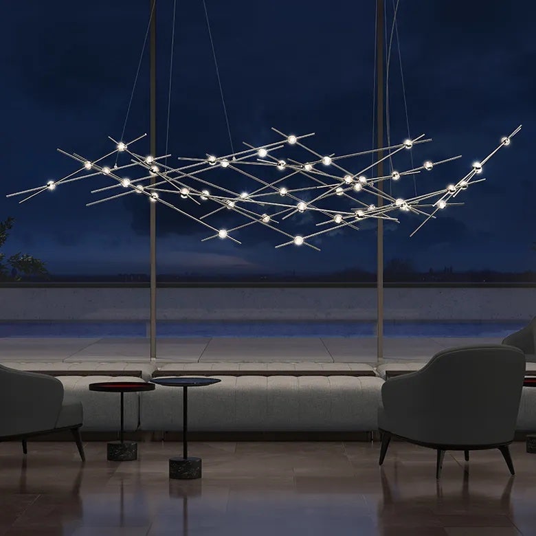 Ursa Minor Constellation Chandelier by SONNEMAN | LED, Dimmable, Satin Brass or Nickel, 6300 Lumens