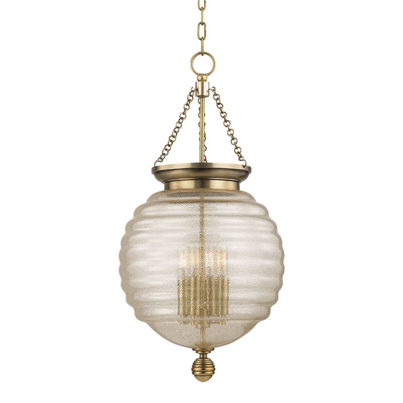 Coolidge Large Pendant by Hudson Valley Lighting, Aged Brass Finish, Adjustable Height, Dimmable, UL Damp Rated
