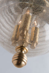 Coolidge Pendant Light 3 Bulb Dimmable Adjustable Height Aged Brass with Beehive Glass Shade